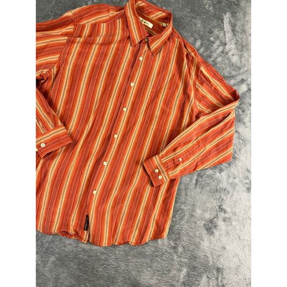 men's L orange striped Tommy Bahama 100% silk long sleeve button up excellent - Picture 7 of 10